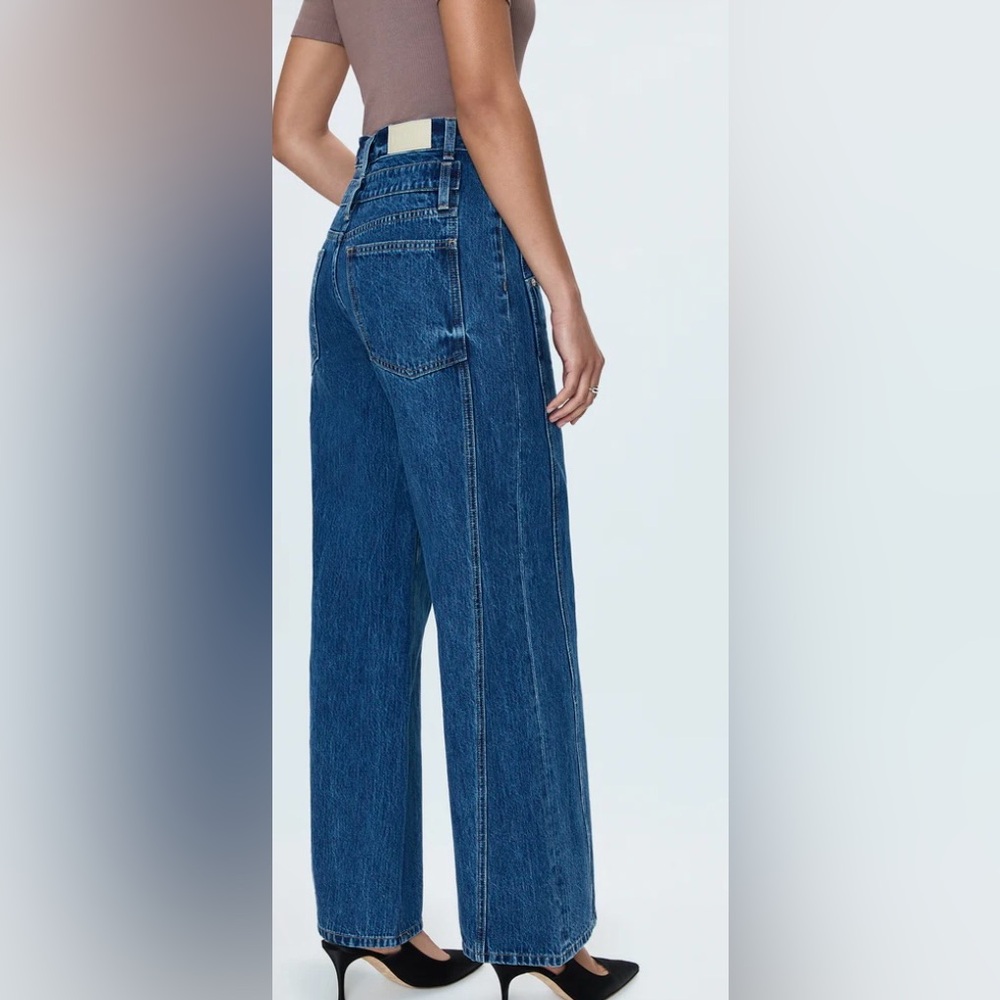 pistola Wide Leg High-Rise Jeans in Dark Blue Denim